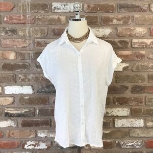 $10 SALE🎉🎉 OLD NAVY White Button Down Collar Cuff Short Sleeve Shirt Top M